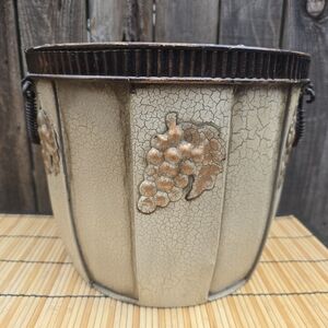 Metal Elegant Cream and Brown Planter Plant Pot with Grape Design